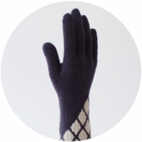 % GLOVES　CROSS Dark purple 60%　Beige 40%