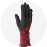 % GLOVES　DOT　Dark gray 80%　Red 20%