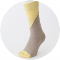 % FIVE TOE SOCKS BLOCK Beige 70% Yellow30%