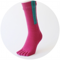 % FIVE TOE SOCKS LINE Dark pink 90% Light green 10%