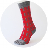 % FIVE TOE SOCKS LINE Red 60% Gray 40%