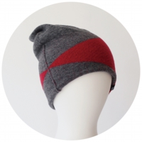 % KNIT CAP BLOCK Gray 80% Red 20%