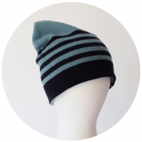 % KNIT CAP STRIPE Mint green 70% Black 30%