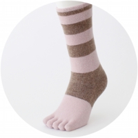 % FIVE TOE SOCKS STRIPE Brown 60% Pink 40%