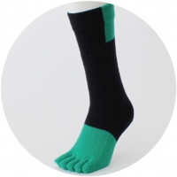 % FIVE TOE SOCKS BLOCK Black 70% Green 30%