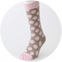 % FIVE TOE SOCKS DOT Pink 70% Brown 30%