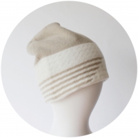 % KNIT CAP STRIPE Beige 70% White 30%