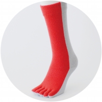 % FIVE TOE SOCKS BLOCK Blood orange 50% Gray 50%