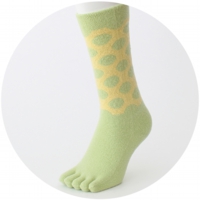 % FIVE TOE SOCKS DOT Light green 90% Yellow 10%