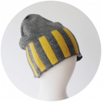 % KNIT CAP STRIPE Gray 80% Yellow 20%