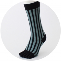 % FIVE TOE SOCKS STRIPE Black 70% Mint green 30%