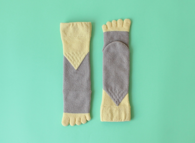 % FIVE TOE SOCKS BLOCK Beige 70% Yellow30%