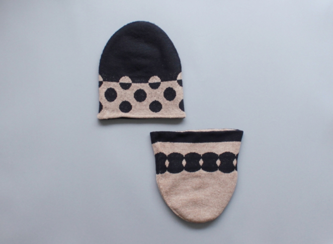 % KNIT CAP DOT Black 80% Brown 20%