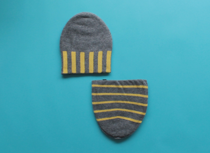 % KNIT CAP STRIPE Gray 80% Yellow 20%