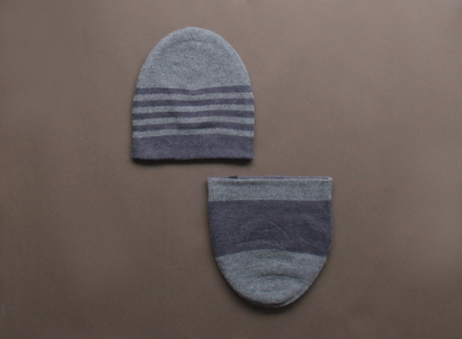 % KNIT CAP STRIPE Gray 70% Navy 30%