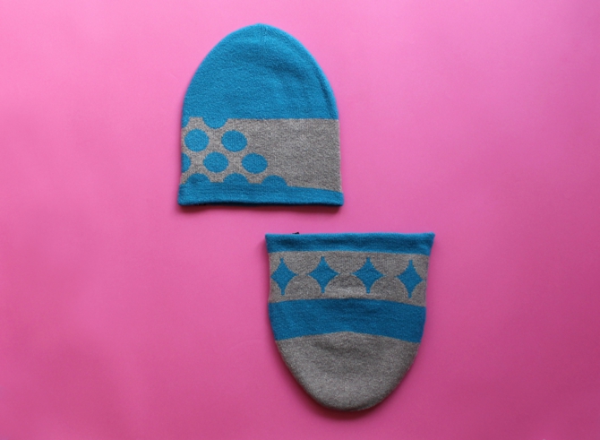 % KNIT CAP DOT Blue 80% Gray 20%