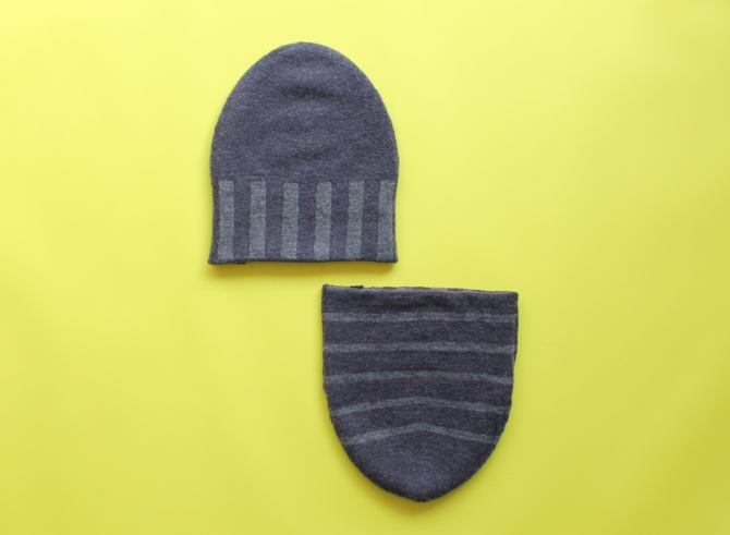 % KNIT CAP STRIPE Navy 80% Gray 20%