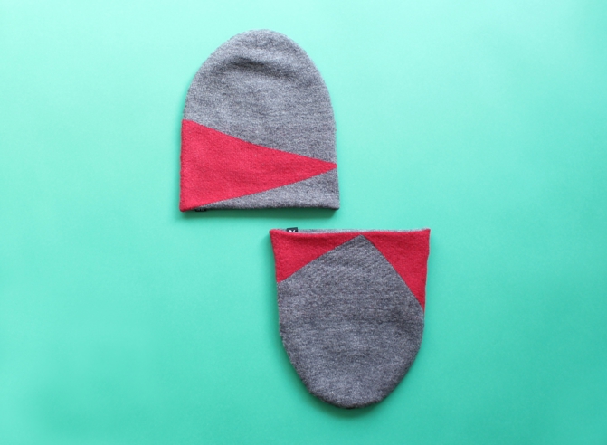 % KNIT CAP BLOCK Gray 80% Red 20%