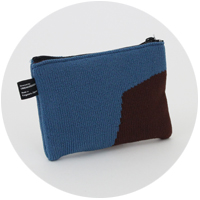 % POUCH　BLOCK　Blue 60％ Brown 40％