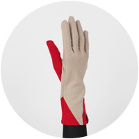 % Jersey Gloves　POLYGON　Beige 90％ Red 10％