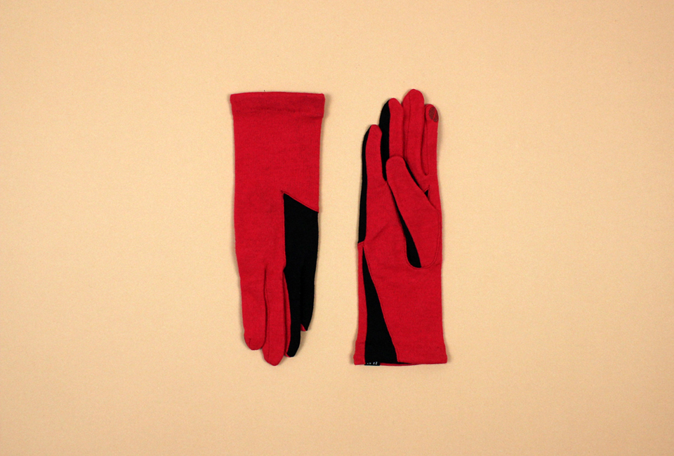 % Jersey Gloves　POLYGON　Red 90％ Black 10％