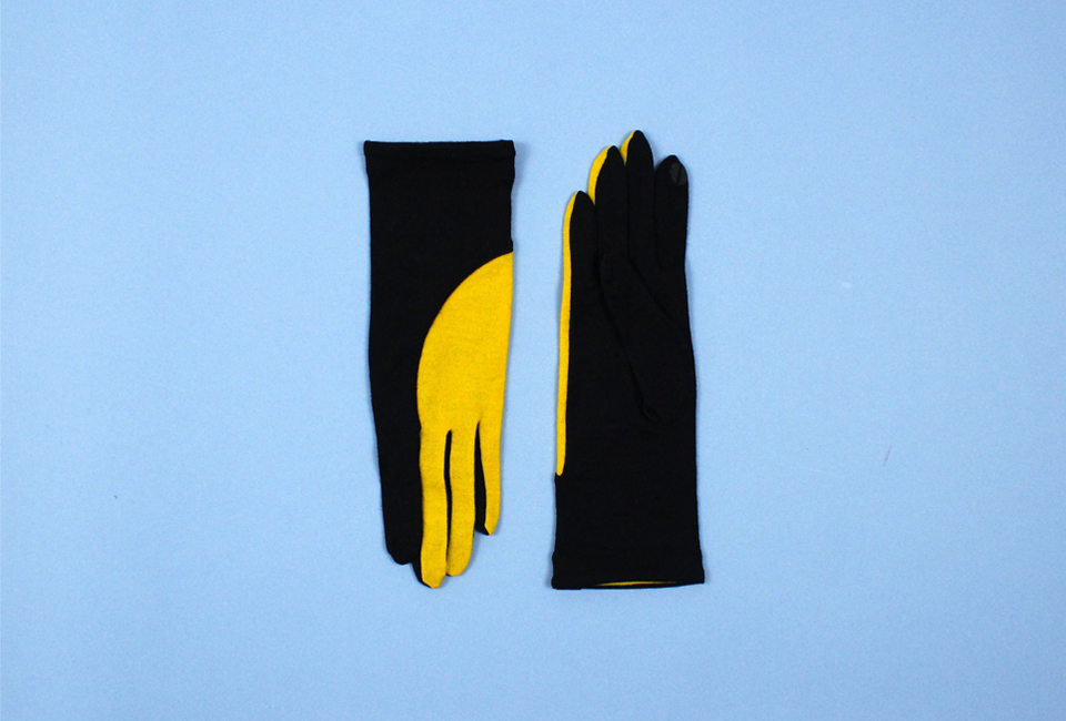 % Jersey Gloves　BLOCK　Black 80％ Yellow 20％