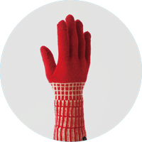 % CASHEMERE GLOVES Red 70% Beige 30%