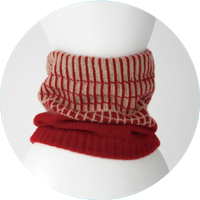 % CASHEMERE NECK WARMER Red 70% Beige 30%