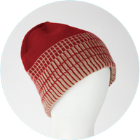 % CASHEMERE KNIT CAP Red 70% Beige 30%