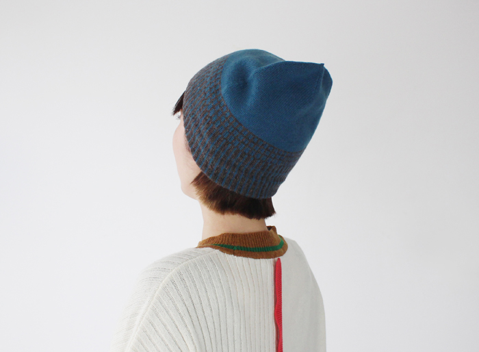 CASHEMERE KNIT CAP Blue 70% Gray 30% | ％PERCENT｜オシャレで